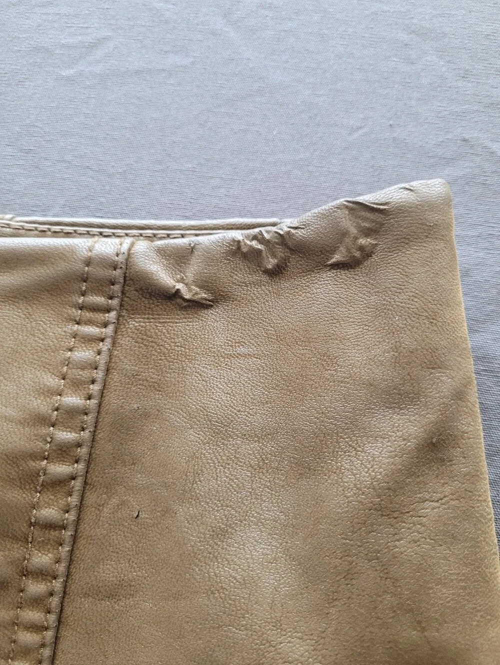 Free People Size 12 Faux Leather Mini Skirt Taupe Brown High Waist Y2K